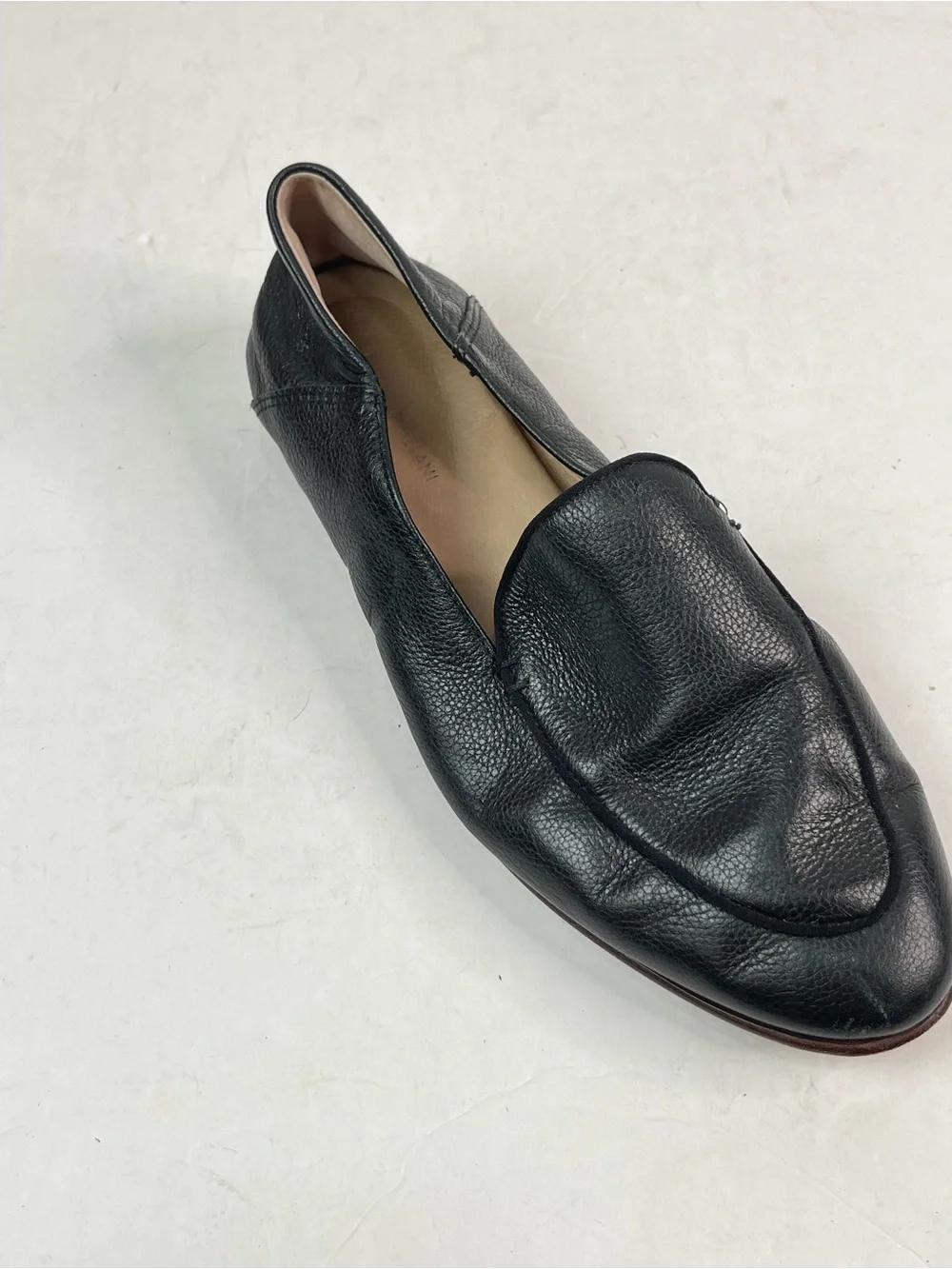 Antonio Melani Cassea Almond Toe Black‎ Leather Loafers 7M Classic Preppy Office